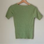 Hem & Thread Green Ribbed  Short Sleeve Top with Button Detail  Size: Small  Measur Photo 1