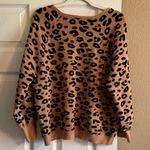 Philosophy  Tan and Black Leopard V-Neck Sweater Photo 2