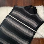 Calvin Klein Cowl Neck Poncho Sweater Grey & Black Stripes Photo 5