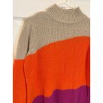 Kim Gravel Belle Mock Neck Color Block‎ Knit Sweater Pullover Top Size 4 Orange Photo 1