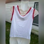 Cherry Embroidered White and Red Lace Trim Tank Top Size XL Photo 3