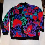 None Vintage Rose Boho Colorful Floral Shimmery Acrylic Sweater Photo 2