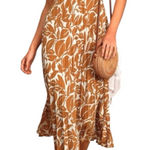 Lush Clothing NEW Lush XL Admiring You Brown White Floral Pleated Midi Dress NWT Photo 0