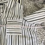 Unique spectrum  Monochrome‎ Striped Shirt XL White Black Cold Shoulder Button Up Photo 6