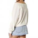 Hollister Wide Off-the-Shoulder Lemon Plant Graphic Crew Sweatshirt Cream NWT Photo 1