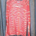 525 America  Pink Pink Open Knit Sleeve Wool Blend Crewneck Sweater Size Small Photo 0