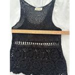 Helen Hinson Crochet Tank Top Small Black Open Knit Boho Festival Hippie Goth Photo 9
