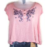 The Hanger 5/$25 E M Pink Embroidered Short Sleeve Shirt Small Photo 0