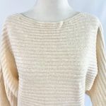 Lush New Ribbed Boat Neck Sweater Off The Shoulder Long Sleeve Cream Gold Photo 3