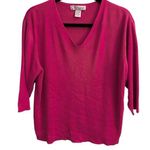 Dress Barn Fuchsia 3/4 Sleeve V-Neck Ribbed Knit Stretch Sweater Size 18/20 Photo 0