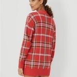 Ann Taylor Jacquard Plaid Boyfriend Cardigan Jubilee Red Size XS Photo 1