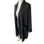 CY Fashion Long Black Open Semi Sheer waffle Knit Cardigan Size Small Photo 6