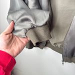 Everly ‎ Satin Shoulder Ruffle Full-Zip Bomber Jacket Army Green Size Small Photo 5