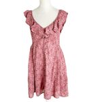 Madewell Floral Ruffle Neck Open Back Mini Dress in Vintage Quartz Size 0 NWT Photo 5