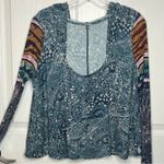 Free People Movement Sz L Mix Print Hooded Swing Top Cropped Long Sleeves Photo 11