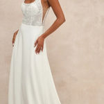 Lulus NWT Positively Romantic White Sheer Mesh Embroidered Maxi Dress Bridal S Photo 0