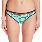 Nanette Lepore 🆕  jacquard floral turquoise blue black trim bikini bottoms Photo 2