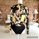ZARA  Bodysuit Velour Velvet Floral Green Long Sleeve S Cocktail Holiday Chic Mod Photo 7