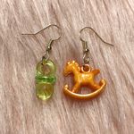 Retro Plastic Charm Mismatch Baby Shower Earrings Photo 0