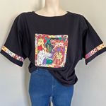 VINTAGE LRW designs Atlanta hand painted art to wear African jungle boxy tee Black Size XL Photo 1
