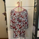 Outfitters American Eagle Blue Red Floral Boho poof Sleeve Dress Photo 2