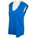 J. Crew Oversized Blue Cap Sleeve Shirttail V Photo 1