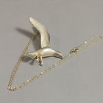 Seagull Necklace Vintage Gold Tone Giovanni 2 Inch Pendant 18 Chain Flying Bird Photo 6