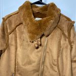 Boutique Wiya | Faux Suede Fur Full Zip Moto Jacket Camel Sz Medium Photo 2