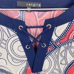 Sangria Women's Lace Up Neckline Puff Print Shift Dress Terra Cotta Blue Size 12 Photo 4