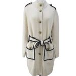 Tory Burch  Cream Navy Knit Military
Duster Cardigan Gold Buttons Size 4 Photo 1