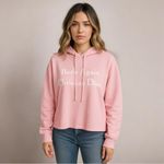 Nordstrom “Born Again Christian Dior” Pink Cropped Hoodie Small NWOT Parody Quote Photo 1