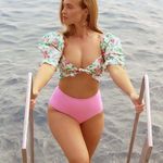 Hill House Isabella Top in Pink Roses White Size M Photo 1