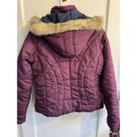 U.S. Polo Assn. Puffer Jacket Womens Size L Purple Fur Hood Quilted Winter Coat Photo 4