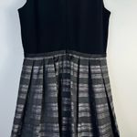 Theia Stripe Jacquard Full Ball Gown Sz 14 Black Silver Maxi Dress Event Gala Photo 9