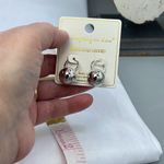 Do Everything In Love NWT  14K white gold plated Huggies globes. Photo 3