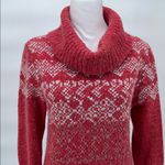 Free People  Red Fair Isle Cowl Neck Sweater Women’s M Wool Blend Winter Photo 5