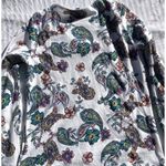 Karen Scott  Sport Shirt Top Women's Small White Blue Flowers 3/4 Sleeve Photo 6