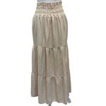 Wildfox  Beige Louisa Tiered Maxi Skirt Linen Blend Boho Cottage Peasant Prairie Photo 2