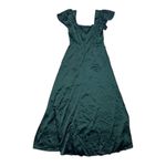 Lulus NWT  Women's Emerald Green Satin Flutter Sleeve Maxi Dress Size L Holiday Photo 7