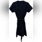 Vince Short Sleeve Cinched Tie Waist T-Shirt Dress Sz Medium Black Knee Length Photo 3