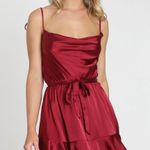 Showpo Like You Never Know Dress In Wine Satin  Photo 4
