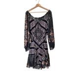 Free People M Seven Wonders Mini Dress chiffon paisley boho cutout back babydoll Photo 2