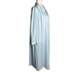 Vanity Fair Vintage 80s  Blue Nylon Button Front Robe XXL Nightgown Embroidered Photo 4