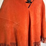 MetroStyle  Authentic Leather Poncho Size S Orange Photo 6
