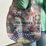 Johnny Was NEW Reusable Shopper Tote Bag Foldable Geometric Floral Blue Women Photo 1