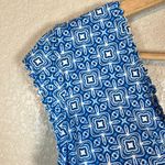 Lands End Women's Tankini Top Size 10 Blue Geometric Scalloped V Neck Photo 1