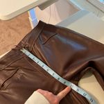 Handmade Vintage Brown Soft Leather Stitched High Rise Indie Boho Pants Size S Photo 7