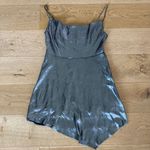 Urban Outfitters  - Mallory Shiny Satin Asymmetrical Mini Dress in Silver Photo 0