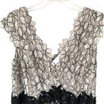 Tadashi Shoji  Contrast Lace and Pintuck Neoprene Black White Gray Dress Photo 2