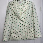 Leslie Fay 80’s White & Green Polka Dot Blazer Is A Size Small. Photo 5